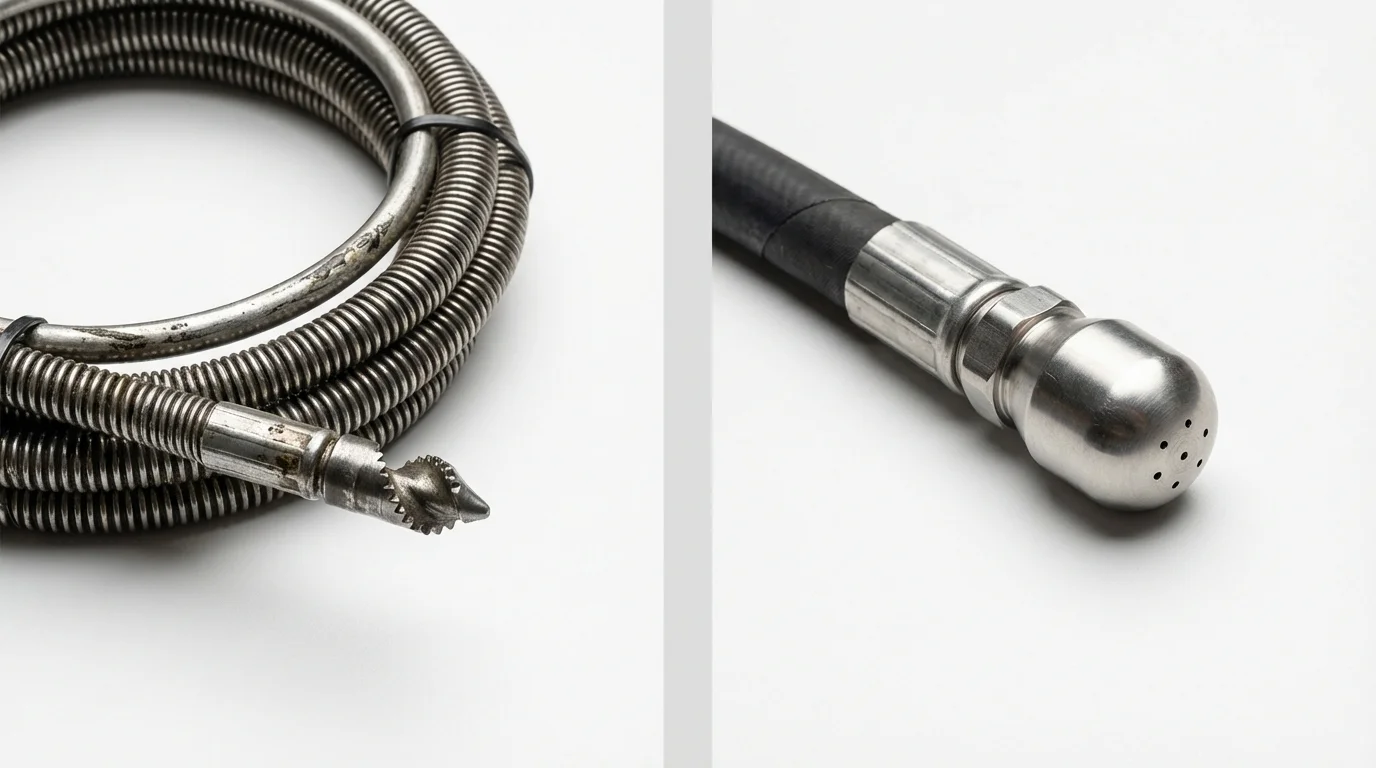 Drain snake cable and hydro jetting nozzle used for drain cleaning in Lake Butler, FL